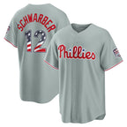 Philadelphia Phillies #12 Kyle Schwarber USA 250 Fourth of July Road Stadium Jersey - Gray Puhics
