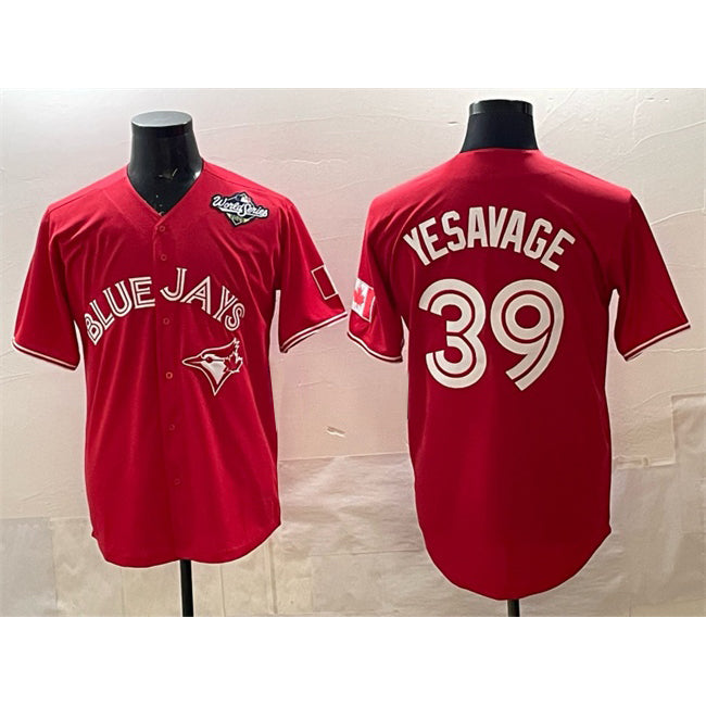 Toronto Blue Jays #39 Trey Yesavage Red MAROU 2025 World Series Cool Base Stitched Jersey