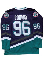 The Mighty Ducks Movie Hockey Jersey #96 Charlie Conway Purple Color Kids Size