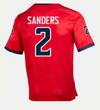 #2 Shedeur Sanders Red J.State Tigers Under Armour Team Wordmark Replica Football Jersey  Red Stitched American College Jerseys