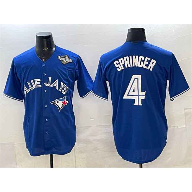 Toronto Blue Jays #4 George Springer Navy MAROU 2025 World Series Home Cool Base Stitched Jersey