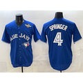 Toronto Blue Jays #4 George Springer Navy MAROU 2025 World Series Home Cool Base Stitched Jersey