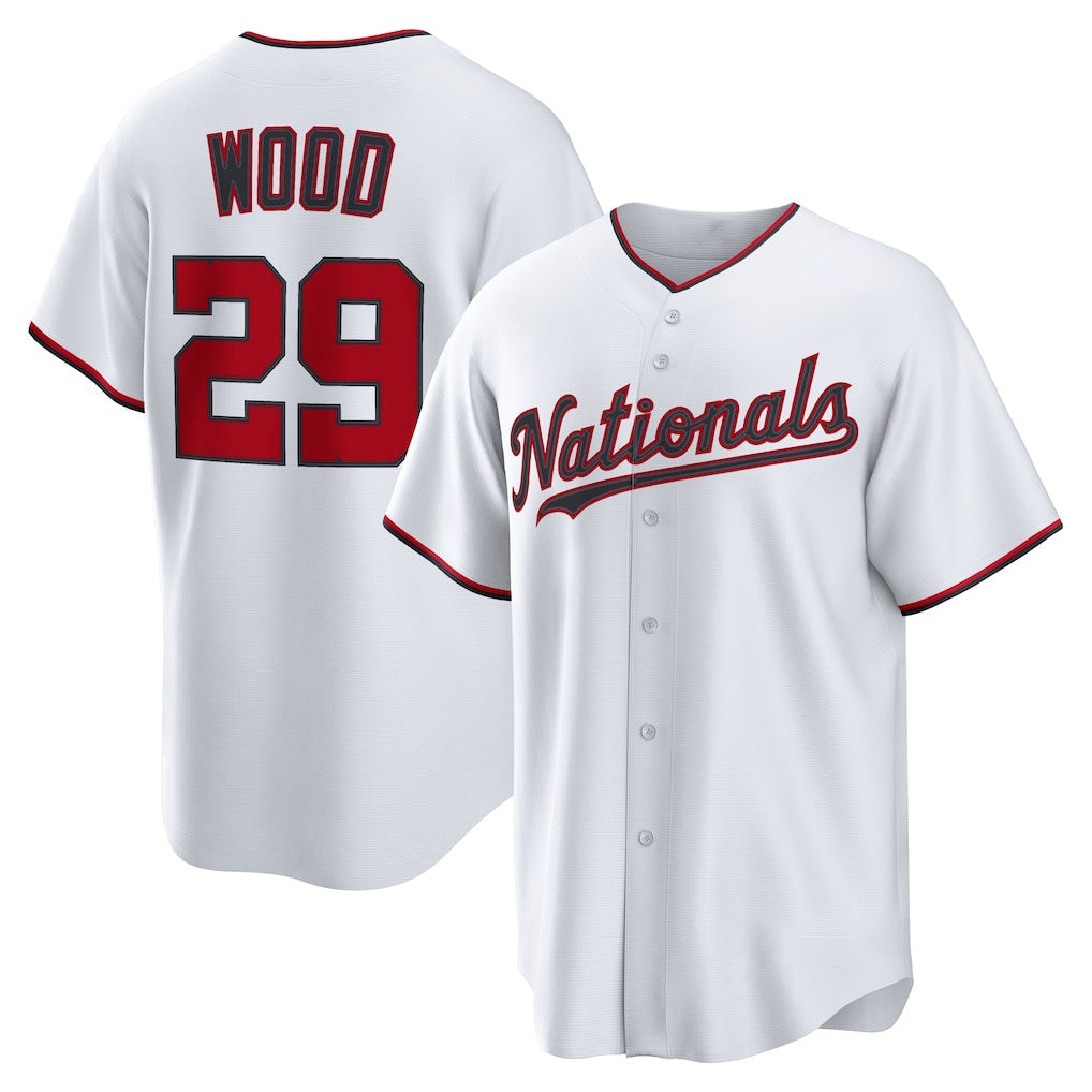 Washington Nationals #29 James Wood White MAROU Home Replica Jersey