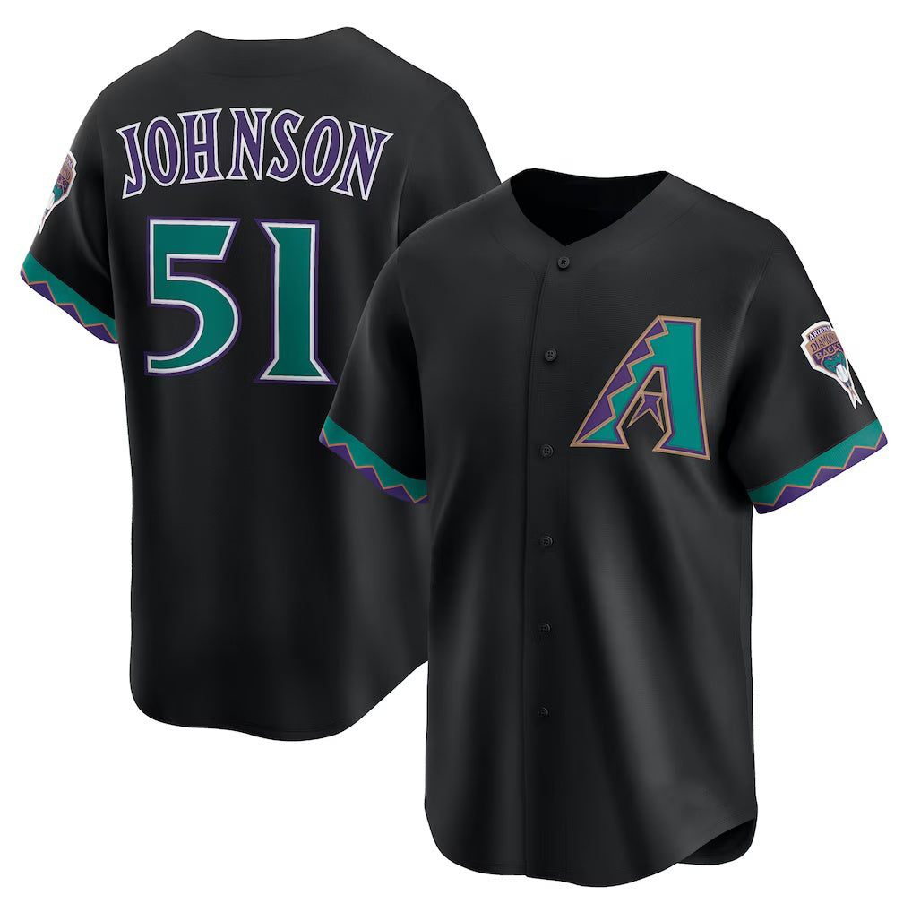 Arizona Diamondbacks #51 Randy Johnson Black MAROU Throwback Cooperstown Collection Limited Jersey
