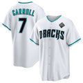 Arizona Diamondbacks #7 Corbin Carroll White MAROU 2023 World Series Cool Base Stitched Jerseys