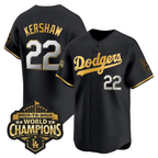 Los Angeles Dodgers Black Gold 2025 Back-To-Back World Series Baseball Jerseys