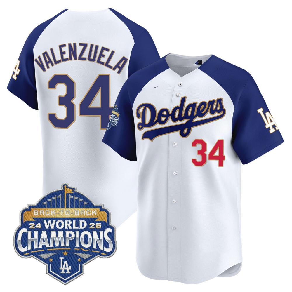 Los Angeles Dodgers White Blue 2025 Back-To-Back World Series Baseball Jerseys