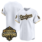 Los Angeles Dodgers White Gold 2025 Back-To-Back World Series Baseball Jerseys