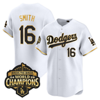 Los Angeles Dodgers White Gold 2025 Back-To-Back World Series Baseball Jerseys