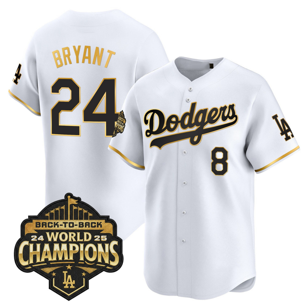 Los Angeles Dodgers White Gold 2025 Back-To-Back World Series Baseball Jerseys