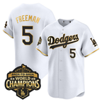 Los Angeles Dodgers White Gold 2025 Back-To-Back World Series Baseball Jerseys