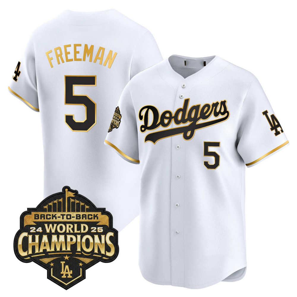 Los Angeles Dodgers White Gold 2025 Back-To-Back World Series Baseball Jerseys
