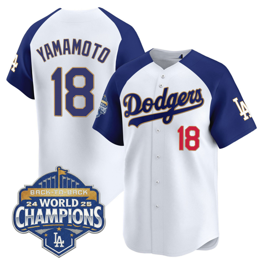 Los Angeles Dodgers White Blue 2025 Back-To-Back World Series Baseball Jerseys
