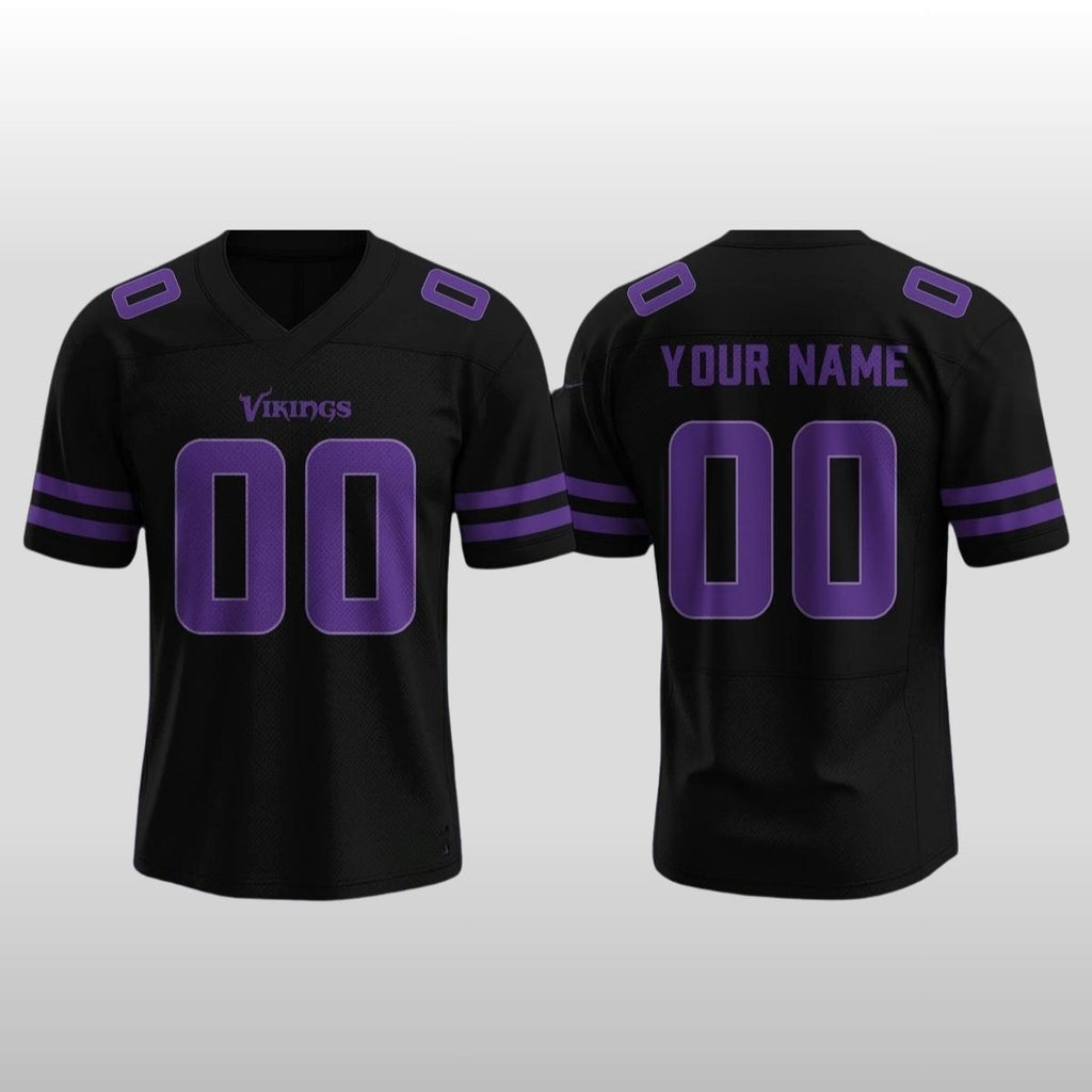 Custom 2026 Minnesota Vikings Black Out Stitched Football Jersey