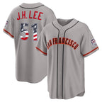 San Francisco Giants #51 Jung Hoo Lee USA 250 Fourth of July Road Stadium Jersey - Gray Puhics