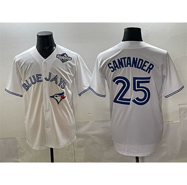 Toronto Blue Jays #25 Anthony Santander White MAROU 2025 World Series Home Cool Base Stitched Jersey