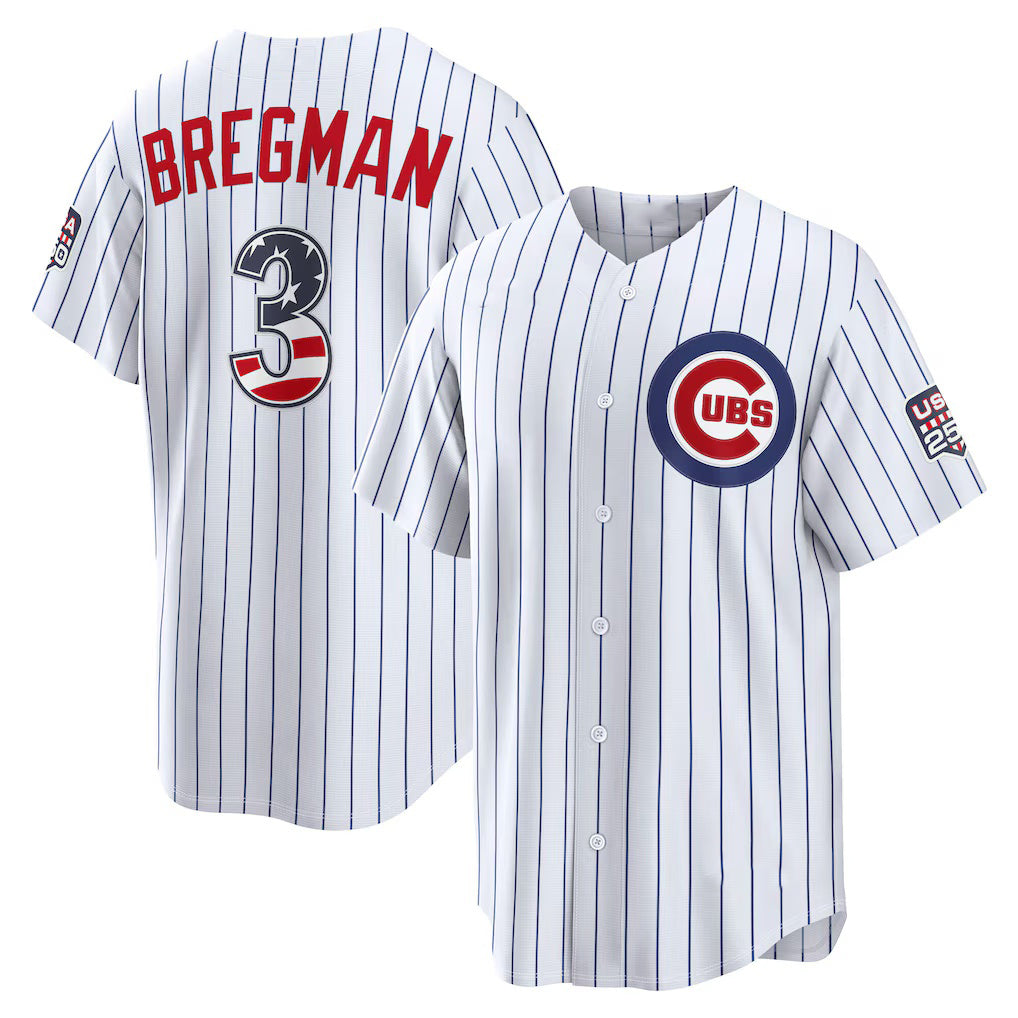Chicago Cubs #3 Alex Bregman USA 250 Fourth of July Home Stadium Jersey - White Puhics