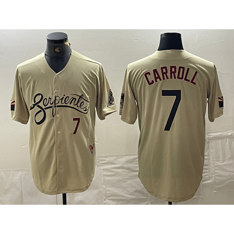 Arizona Diamondbacks #7 Corbin Carroll Number 2021 Gold MAROU City Connect Cool Base Stitched Jerseys