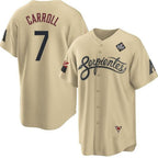 Arizona Diamondbacks #7 Corbin Carroll Gold MAROU 2023 World Series City Connect Cool Base Stitched Jersey