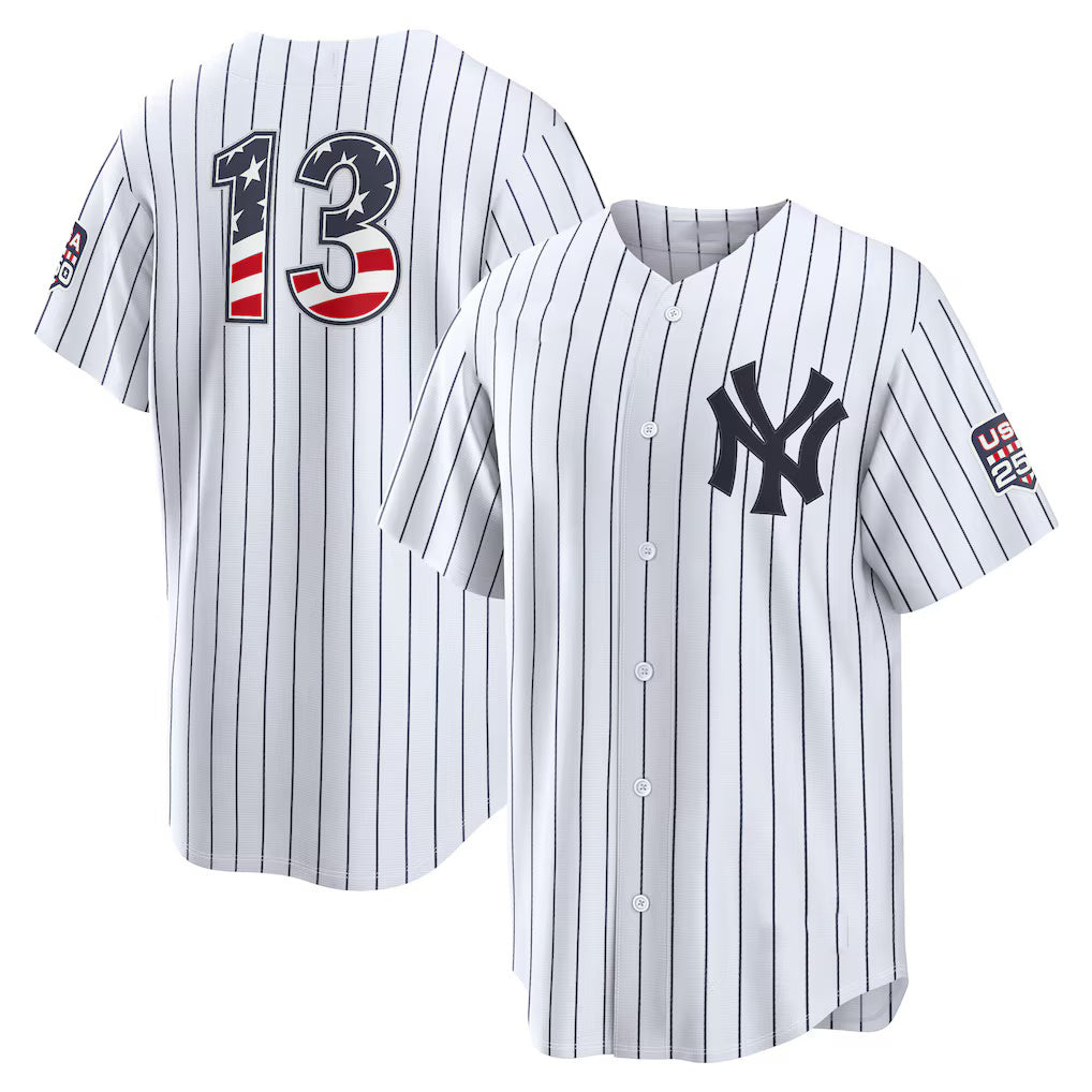 New York Yankees #13 Jazz Chisholm Jr. USA 250 Fourth of July Home Stadium Jersey - White Puhics