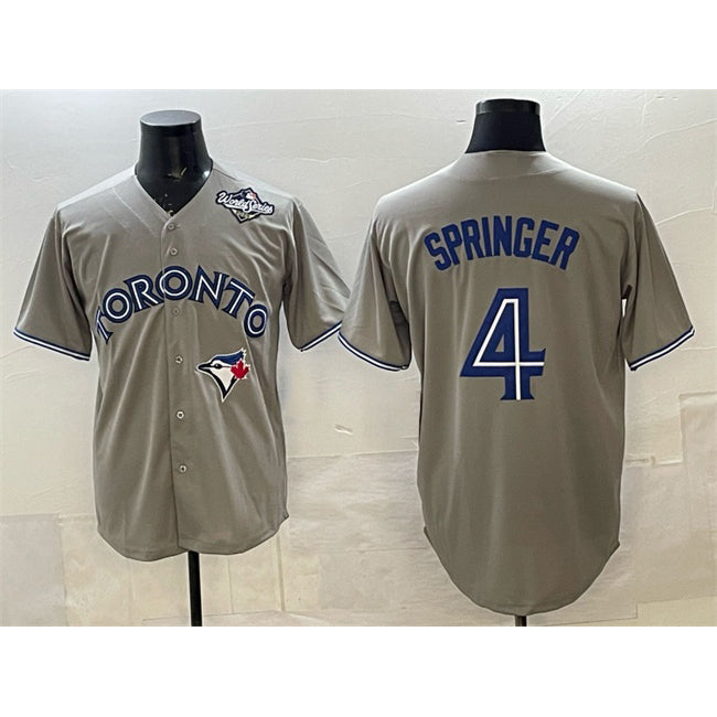 Toronto Blue Jays #4 George Springer Gray MAROU 2025 World Series Cool Base Stitched Jersey