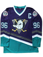 The Mighty Ducks Movie Hockey Jersey #96 Charlie Conway Purple Color Kids Size