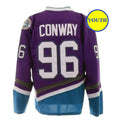 The Mighty Ducks Movie Hockey Jersey #96 Charlie Conway Purple Color Kids Size