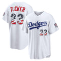 Los Angeles Dodgers #23 Kyle Tucker USA 250 Fourth of July Home Stadium Jersey - White Puhics