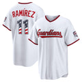 Cleveland Guardians #11 Jos¡§| Ram¡§arez USA 250 Fourth of July Home Stadium Jersey - White Puhics