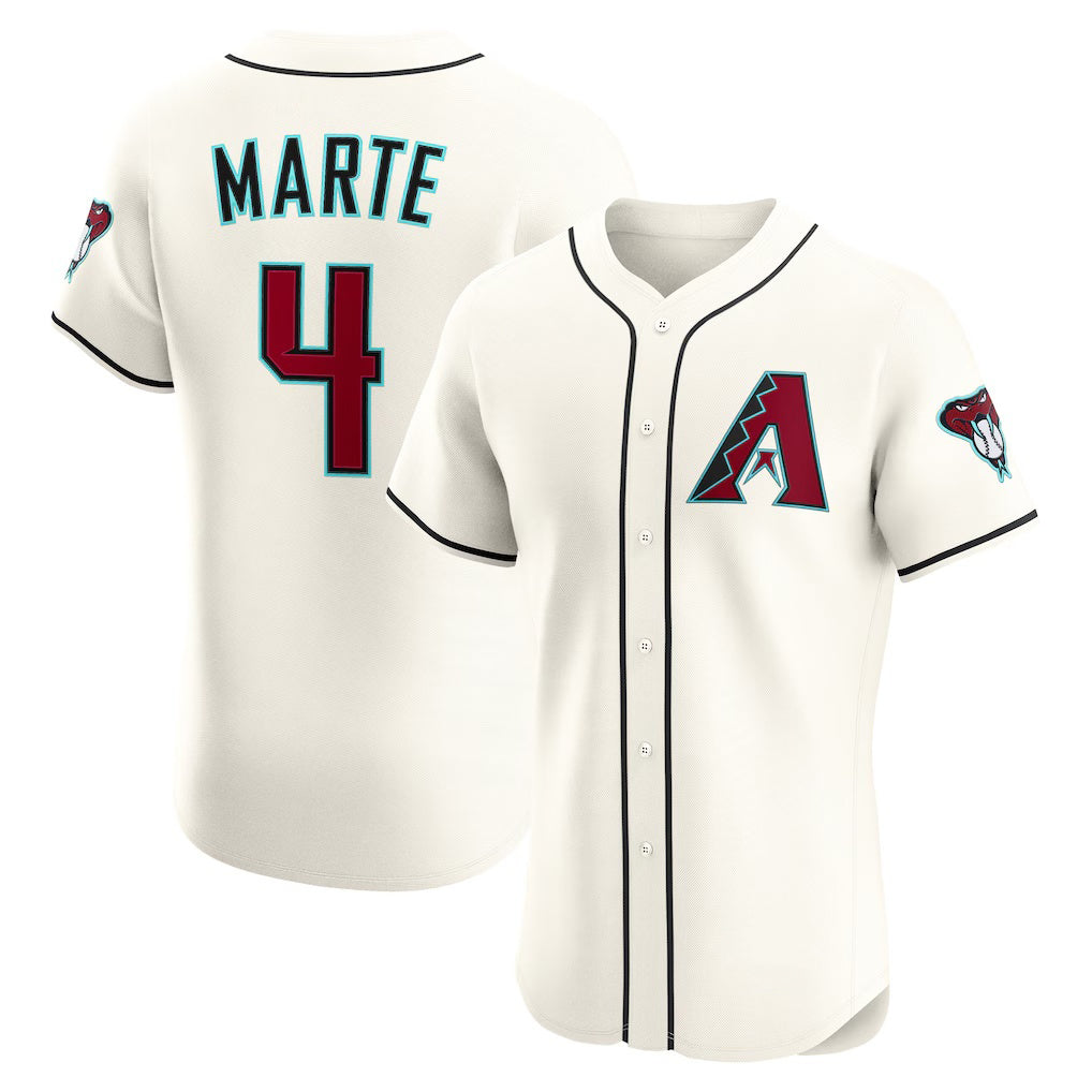 Arizona Diamondbacks #4 Ketel Marte Cream MAROU Home Elite Jersey