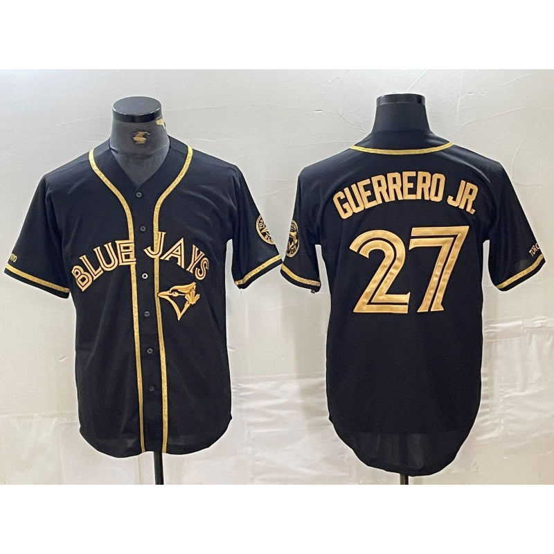 Toronto Blue Jays #27 Vladimir Guerrero Jr Black Gold MAROU Cool Base Stitched Jersey