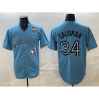 Toronto Blue Jays #34 Kevin Gausman Blue MAROU 2025 World Series Cool Base Stitched Jersey