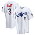 Los Angeles Dodgers #3 Edwin D¡§aaz USA 250 Fourth of July Home Stadium Jersey - White Puhics