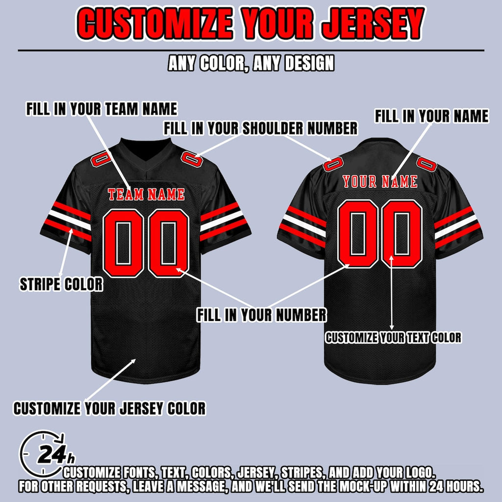 Custom Football Jersey Personalized Stitched Name Number Team Logo Game Customize Football Mesh Shirt Fan Gift for Men Women Youth Sports
