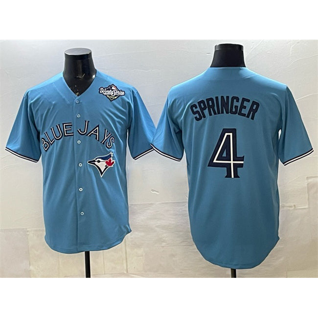 Toronto Blue Jays #4 George Springer Blue MAROU 2025 World Series Cool Base Stitched Jersey