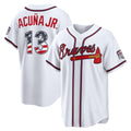 Atlanta Braves #13 Puhicsld Acu?a Jr. USA 250 Fourth of July Home Stadium Jersey - White Puhics