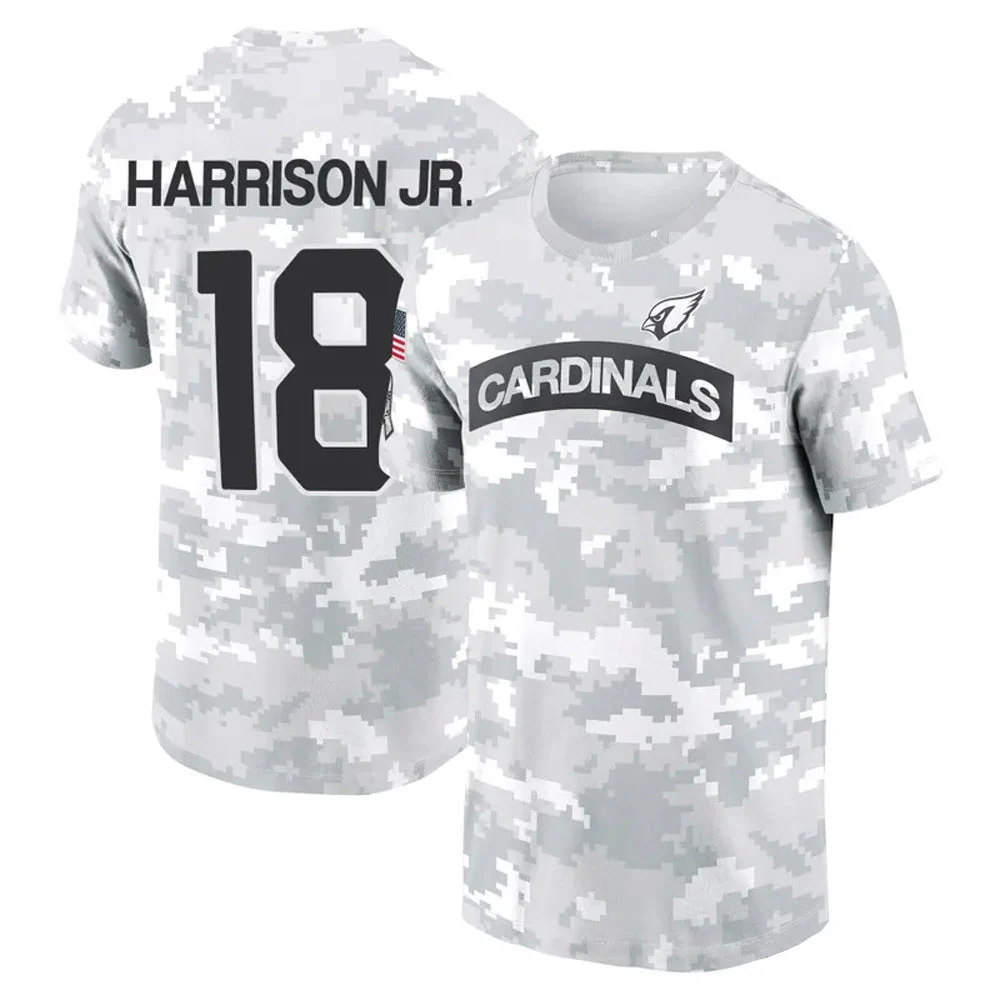 A.Cardinals 18 Marvin Harrison Jr. Player Salute to Service Hoodies T-Shirts