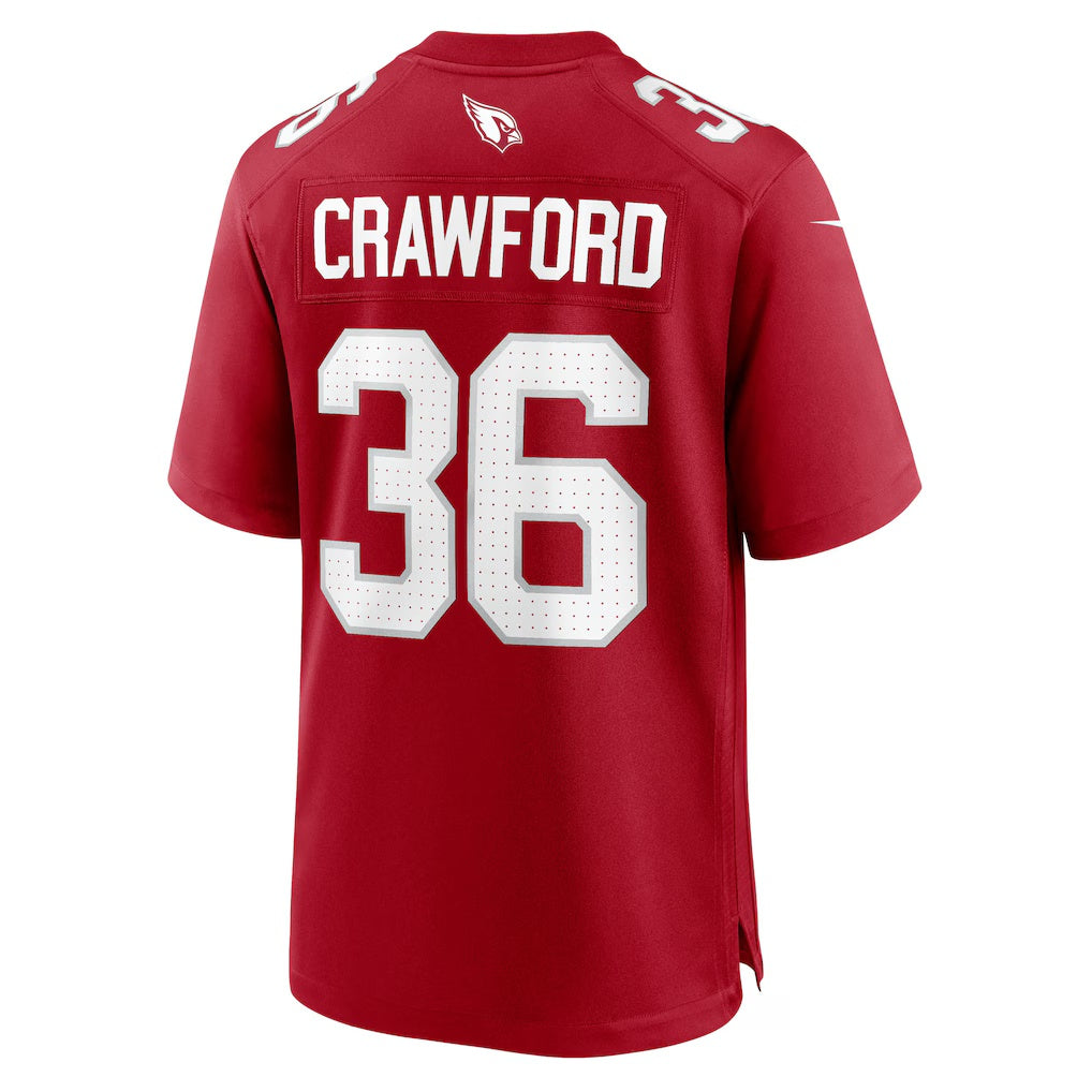 A.Cardinals #36 Kitan Crawford Cardinal Team Game Stitched Football American Jersey
