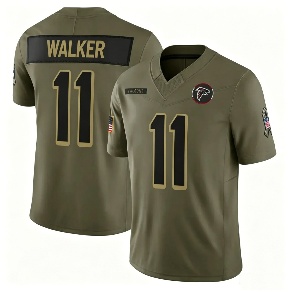 A.Falcons #11 Jalon Walker Olive 2025 Salute to Service Limited Football Stitched Jersey