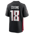 A.Falcons #18 Kirk Cousins Black Game Player Stitched Football American Jersey