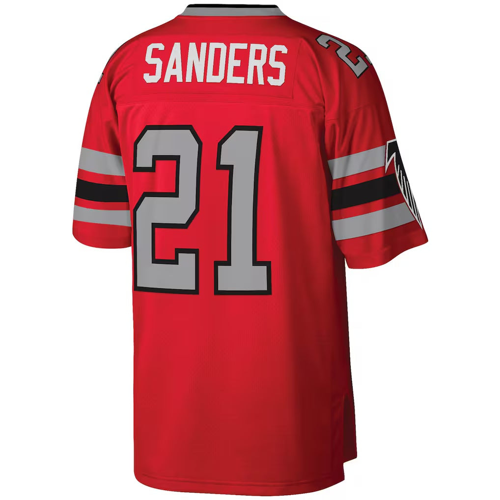 A.Falcons #21 Deion Sanders Mitchell & Ness Red Legacy Replica Stitched Football American Jersey