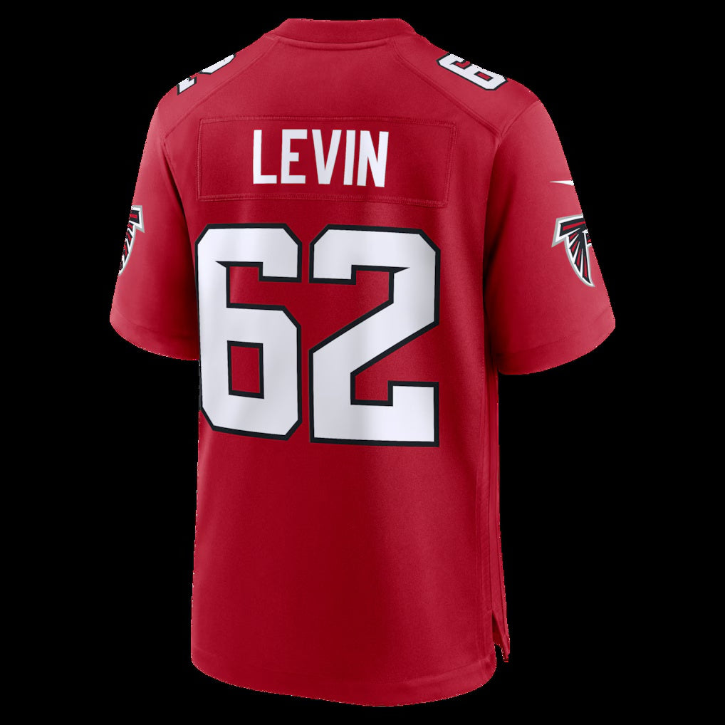 A.Falcons #62 Corey Levin Red Team Game Jersey