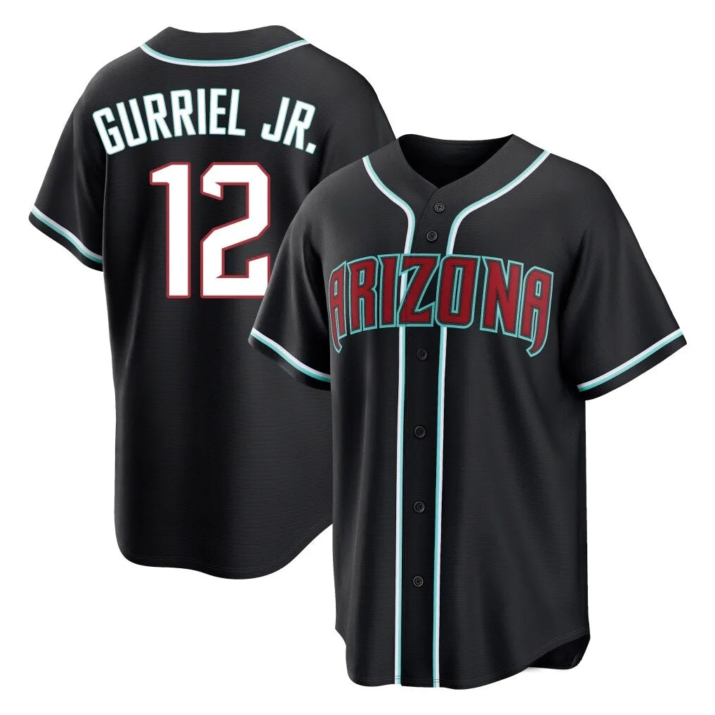 Arizona Diamondbacks #12 Lourdes Gurriel Jr Player Black Home Game Stitched Baseball Jersey