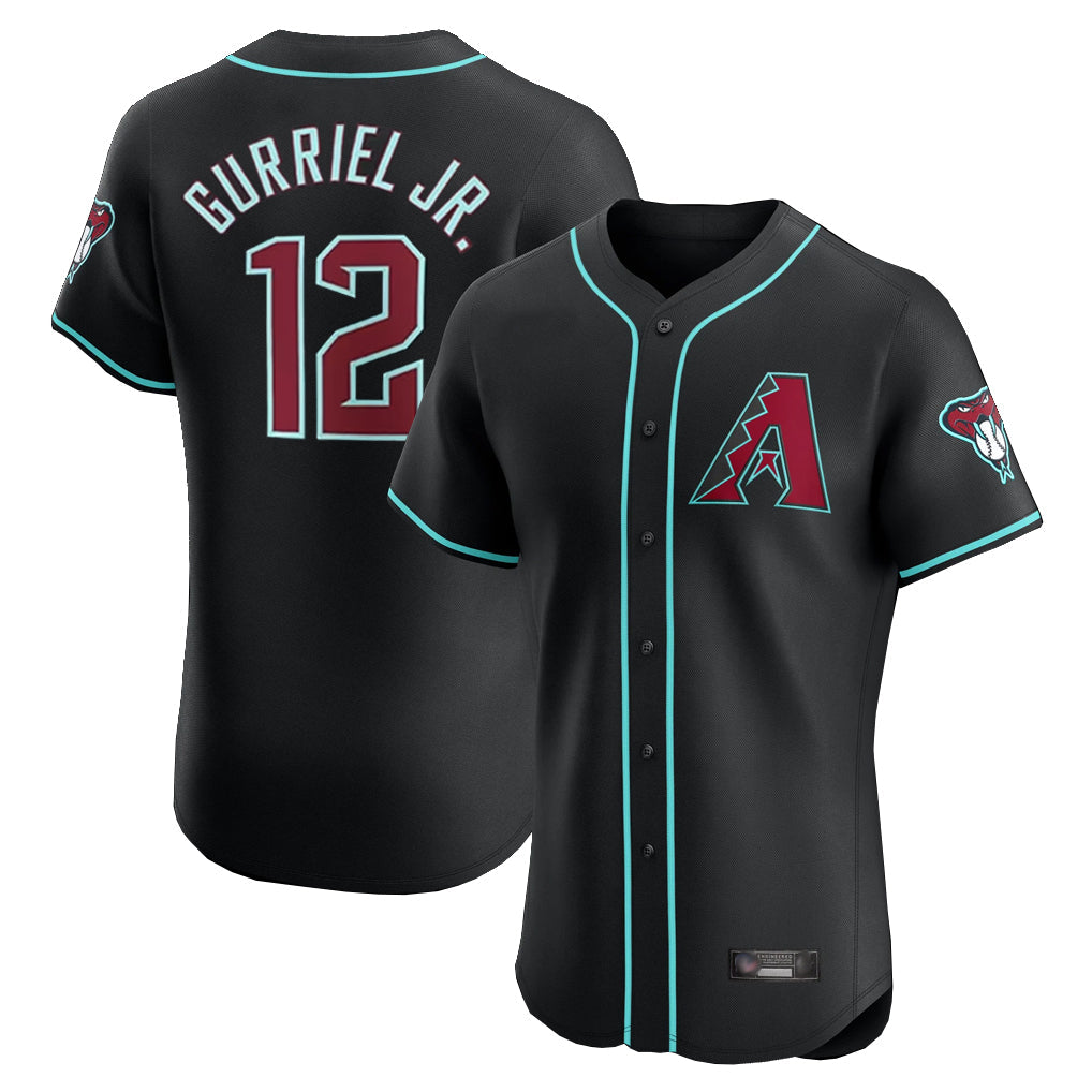 Arizona Diamondbacks #12 Lourdes Gurriel Jr Player Black Limited Elite Home Game Stitched Baseball Jersey