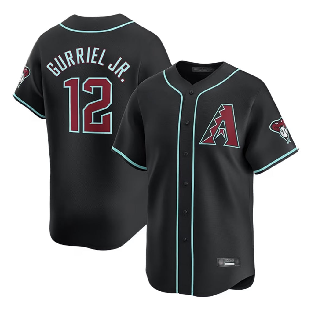 Arizona Diamondbacks #12 Lourdes Gurriel Jr Player Black Limited Home Game Stitched Baseball Jersey