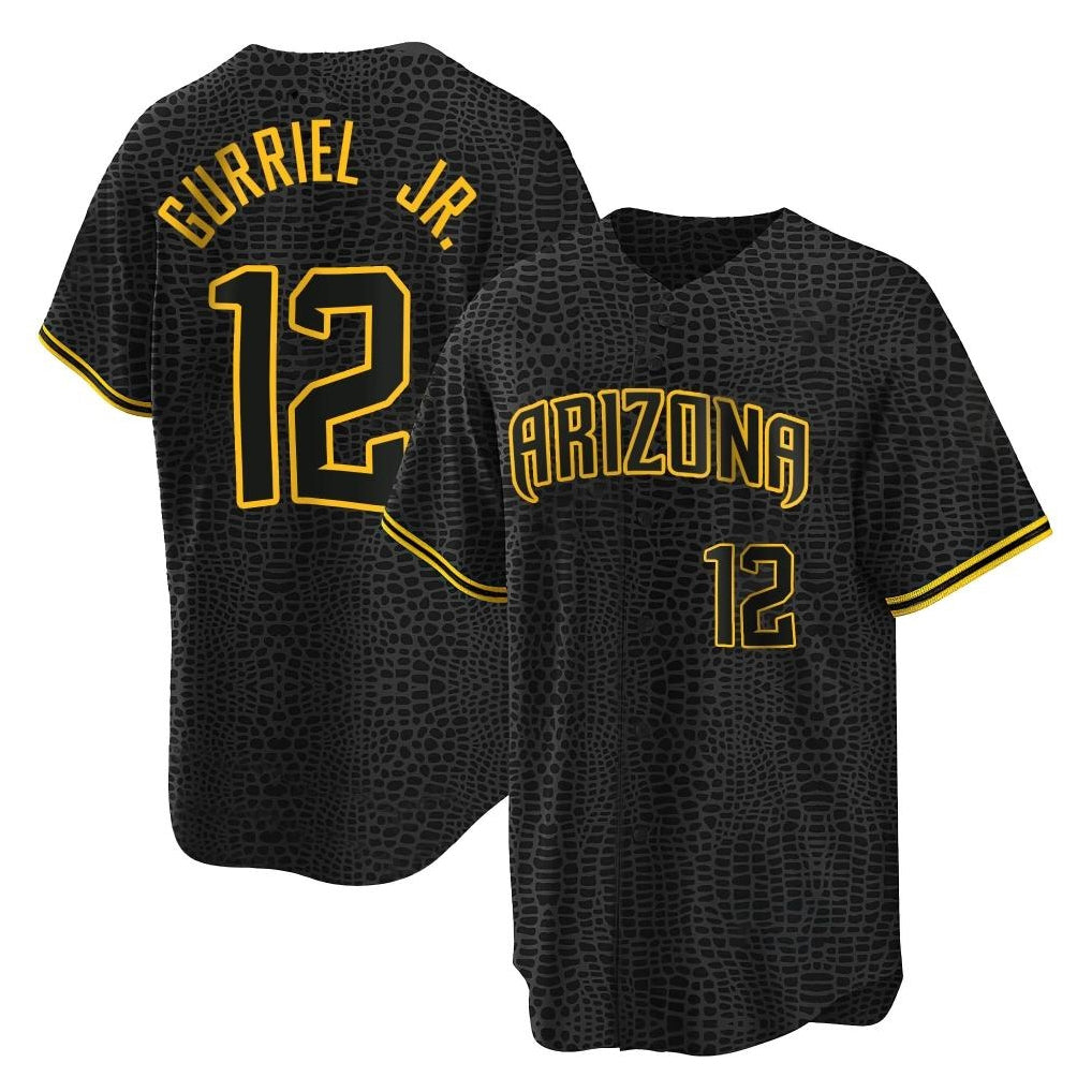 Arizona Diamondbacks #12 Lourdes Gurriel Jr Player Black Snake Skin City Home Game Stitched Baseball Jersey