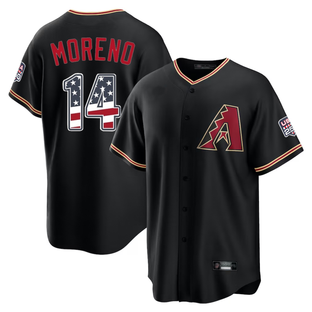 Arizona Diamondbacks #14 Gabriel Moreno Black USA 250 Fourth of July Stitched Baseball Jersey
