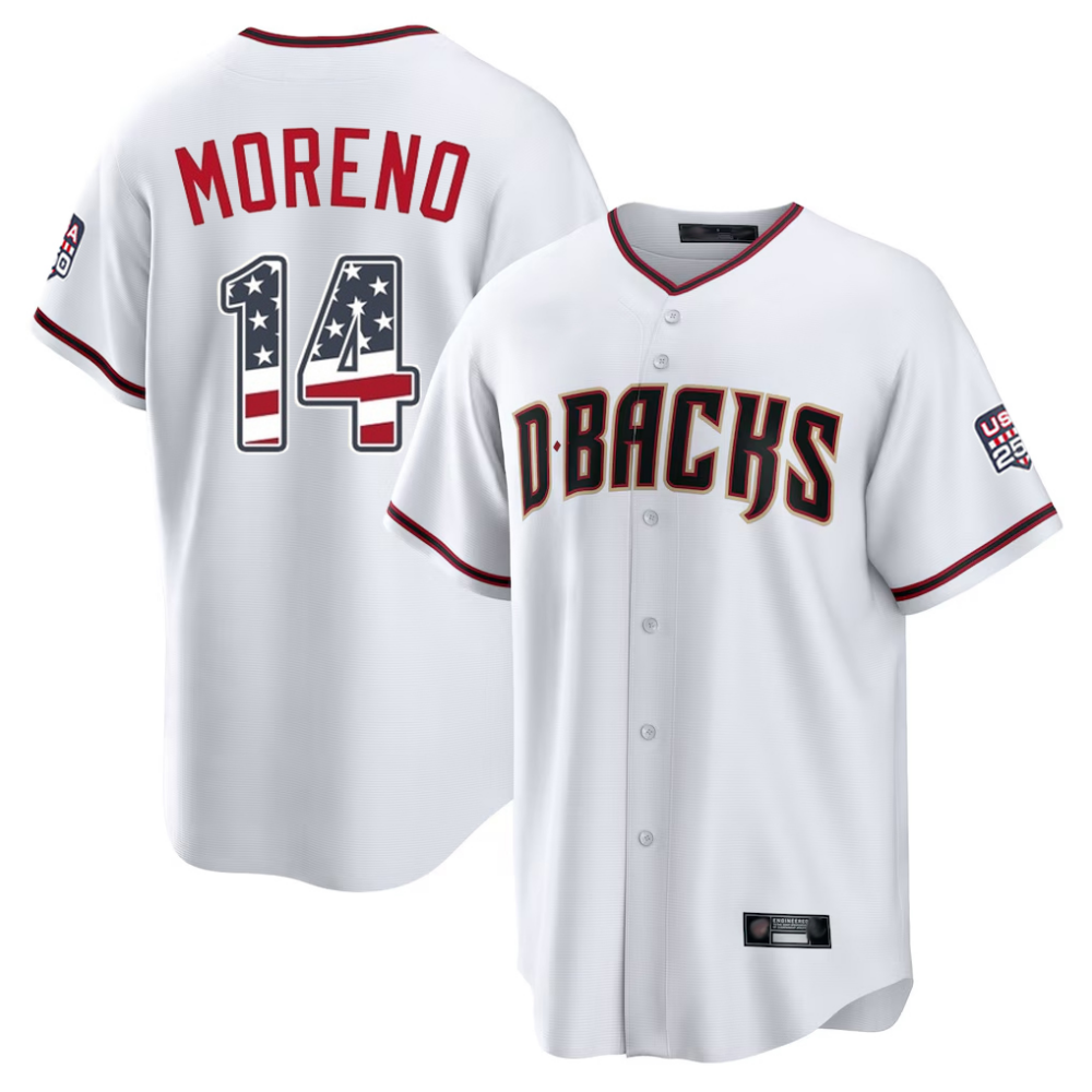 Arizona Diamondbacks #14 Gabriel Moreno White USA 250 Fourth of July Stitched Baseball Jersey