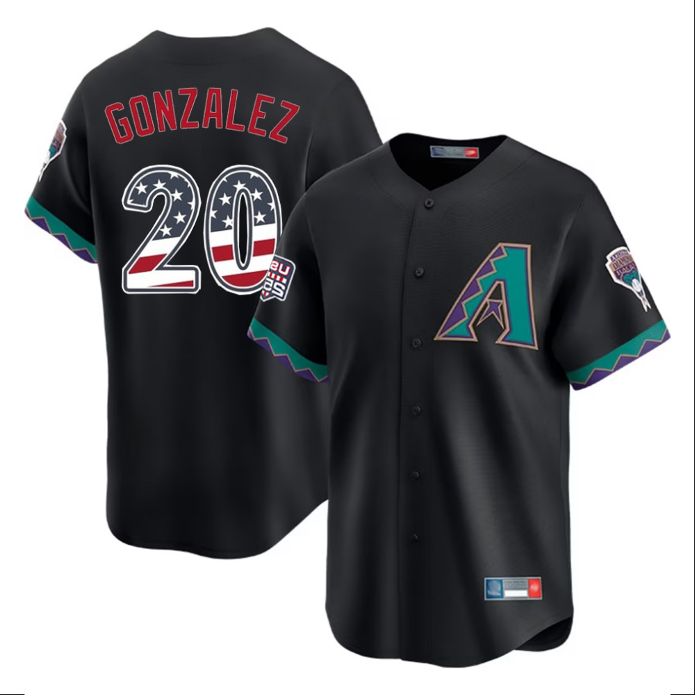 Arizona Diamondbacks #20 Luis Gonzalez Black USA 250 Fourth of July Stitched Baseball Jerseys