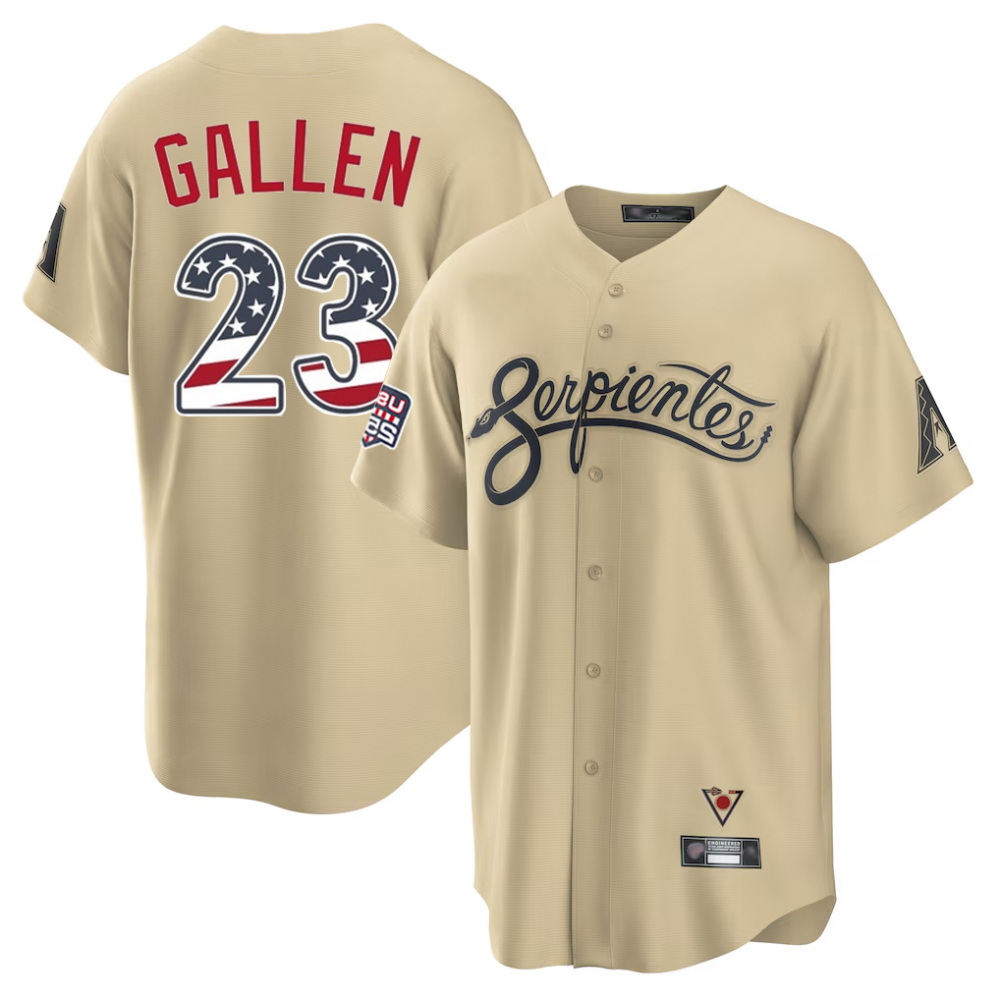Arizona Diamondbacks #23 Zac Gallen Tan USA 250 Fourth of July Stitched Baseball Jersey